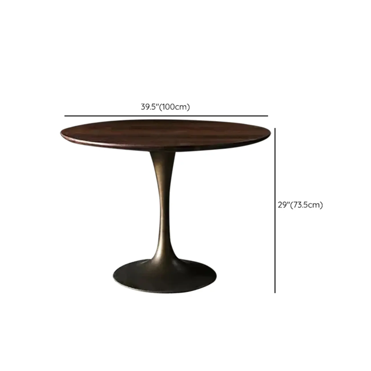 Glam Brown Wood Round Dining Table
