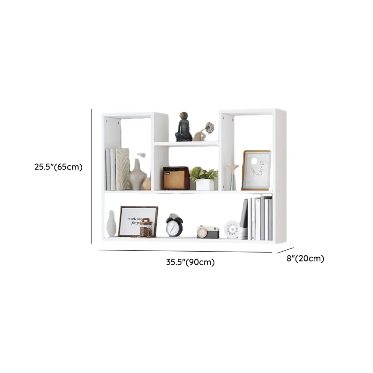 Modern Wooden 3-Tier Open Back Wall-Mounted Bookcase