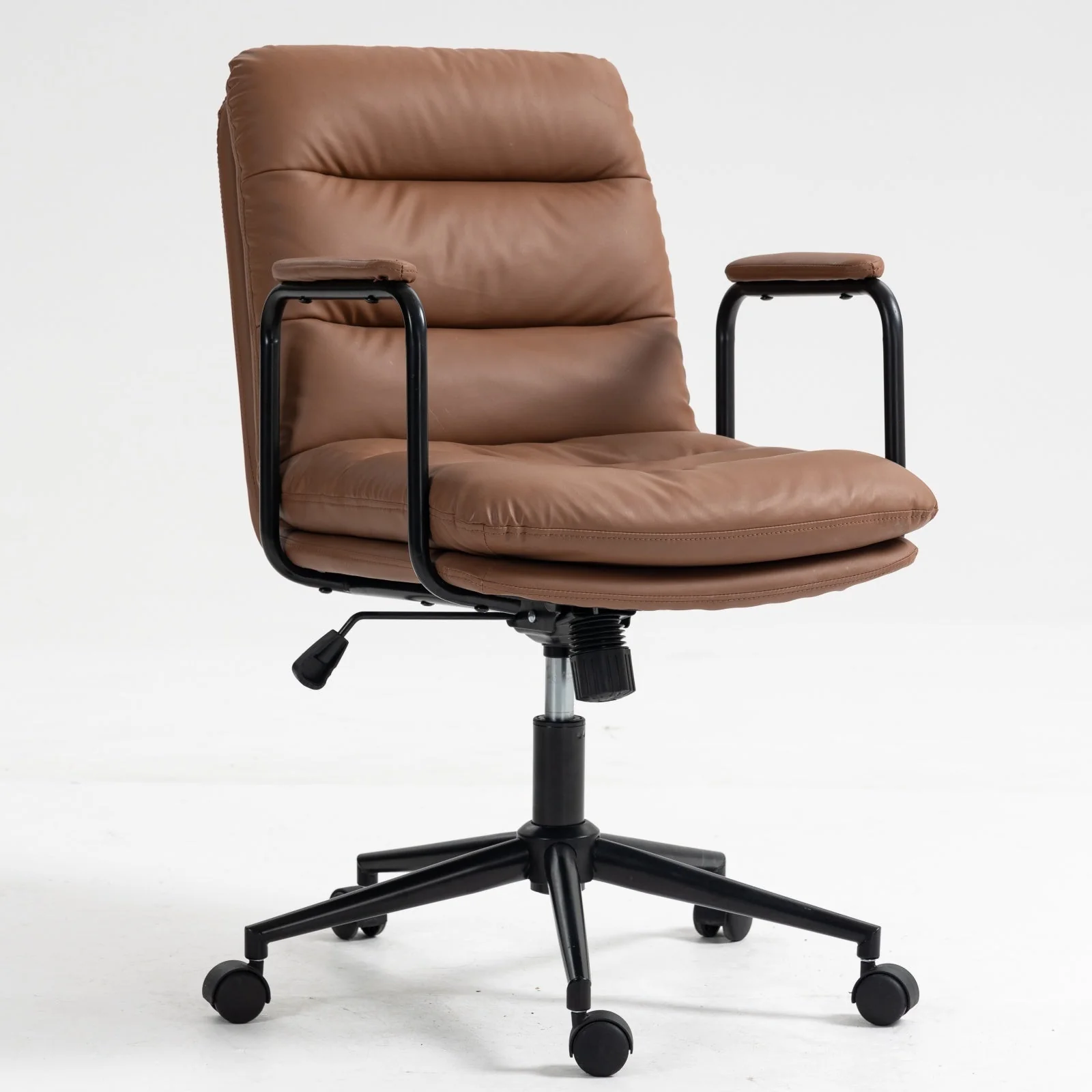 Walker Edison | Brown Ergonomic Faux Leather Desk Rolling Swivel Chair