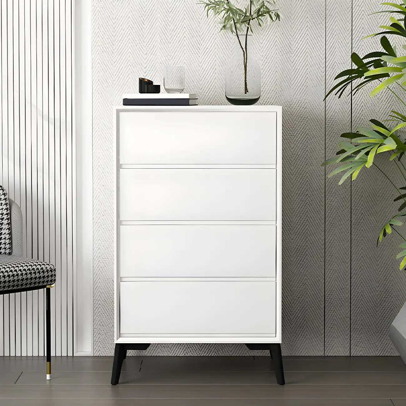 Minimalist  Gray 8 Drawers Solid Wood Dresser