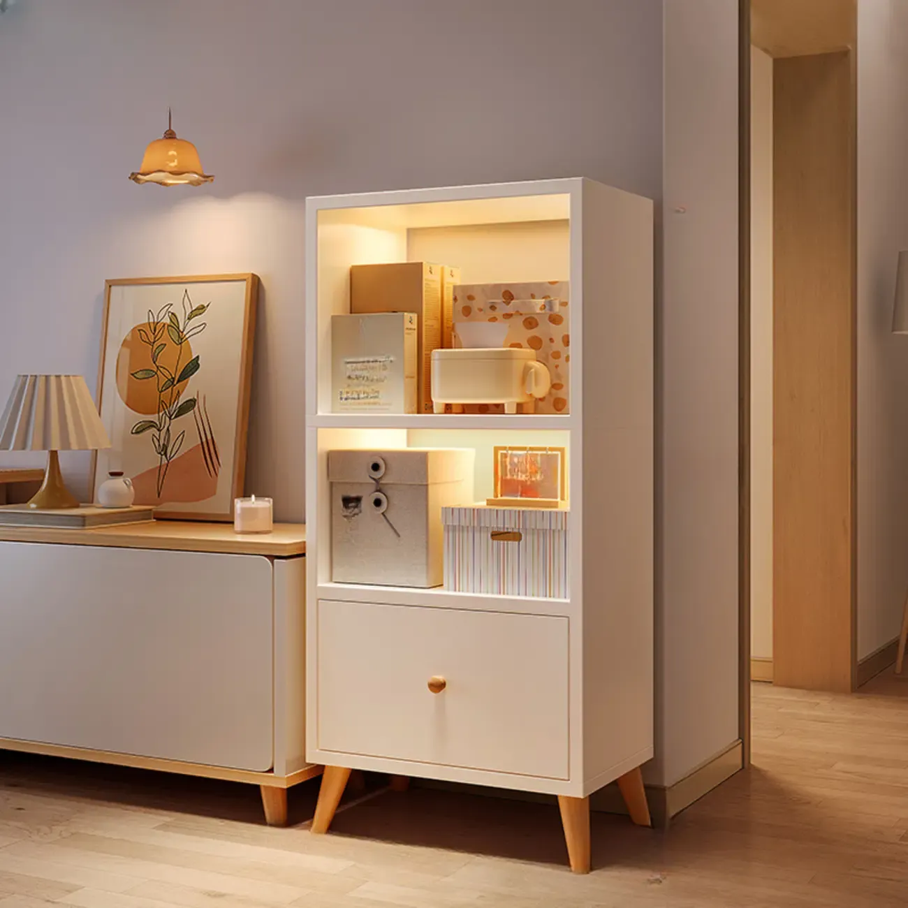 Modern Rectangular Bookshelf with Drawers