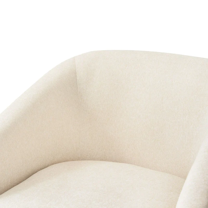 Modern Accent Chair Upholstered Fabric Living Room Swivel Barrel Armchair Wood Frame