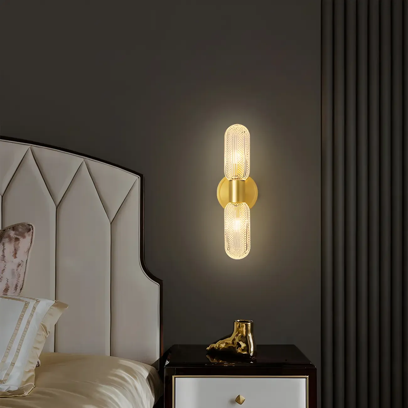 Unique Gold Up Down Wall Mounted Prismatic Glass Vanity Light