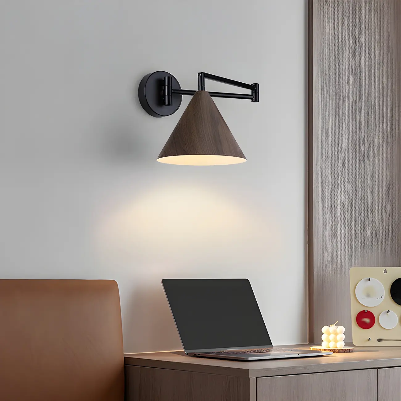 Modern Metal Black Cone Swing Arm Wall Light
