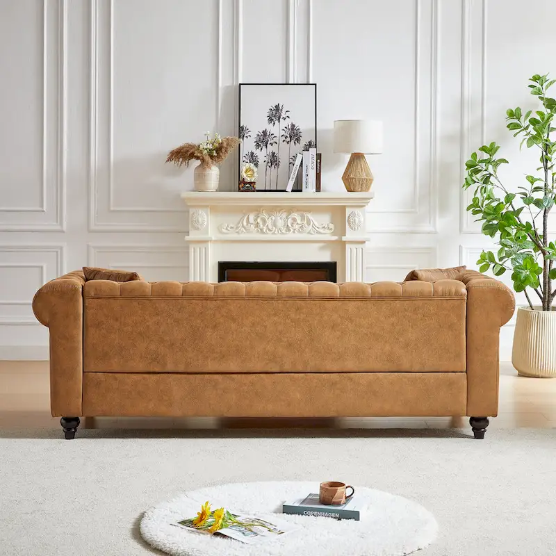 Chesterfield 85.5 Tech Fabric 3-seater Sofa with Cushions