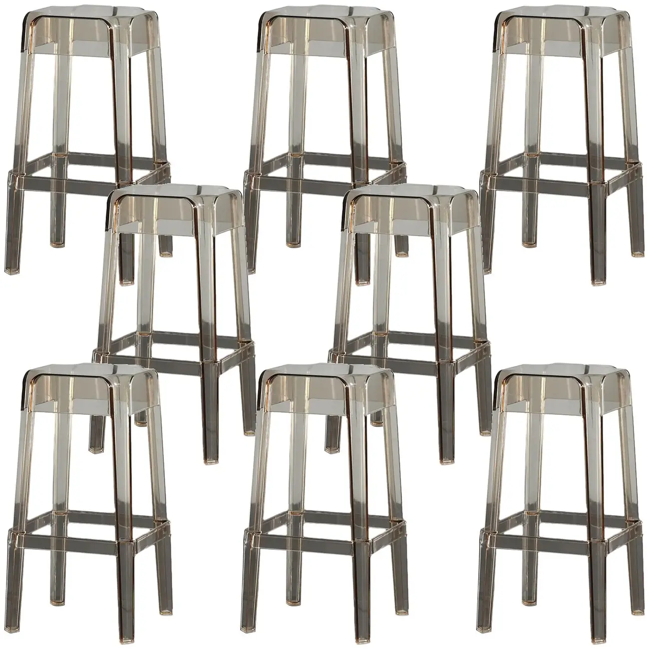Modern Acrylic Four Legs Square Counter Bar Stool