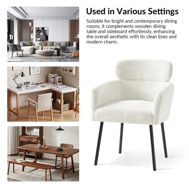 Amos Modern Boucle Dining Chair with Adjustment Feet Set of 4 by HULALA HOME