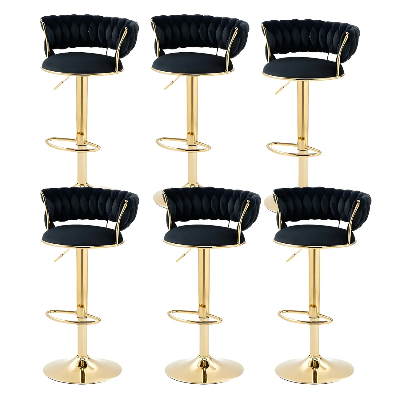 Gold Base Low Back Adjustable Swivel Bar Stool