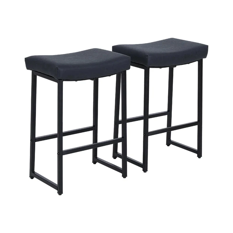 PHI VILLA 2-Piece Saddle Design PU Leather Bar Stool with Sturdy Metal Frame