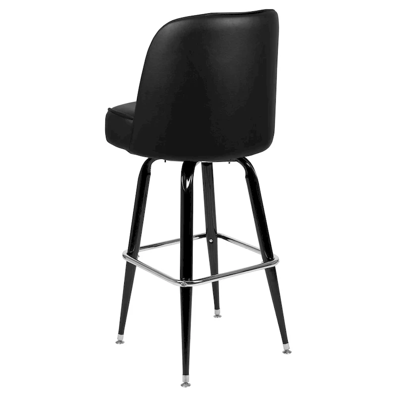 2 Pack Metal Barstool with Swivel Vinyl Upholstered Bucket Seat and Footrest - 18.5D x 18.5W x 42.5H