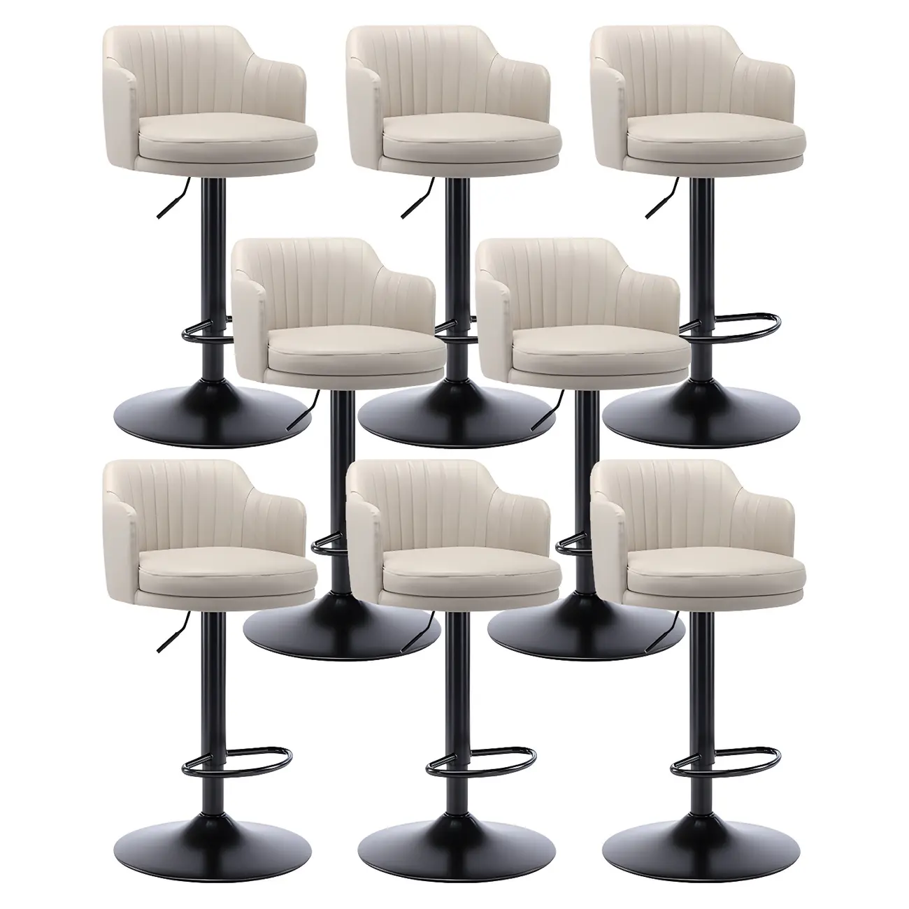 Modern Leather Armrests Swivel Adjustable Bar Stool