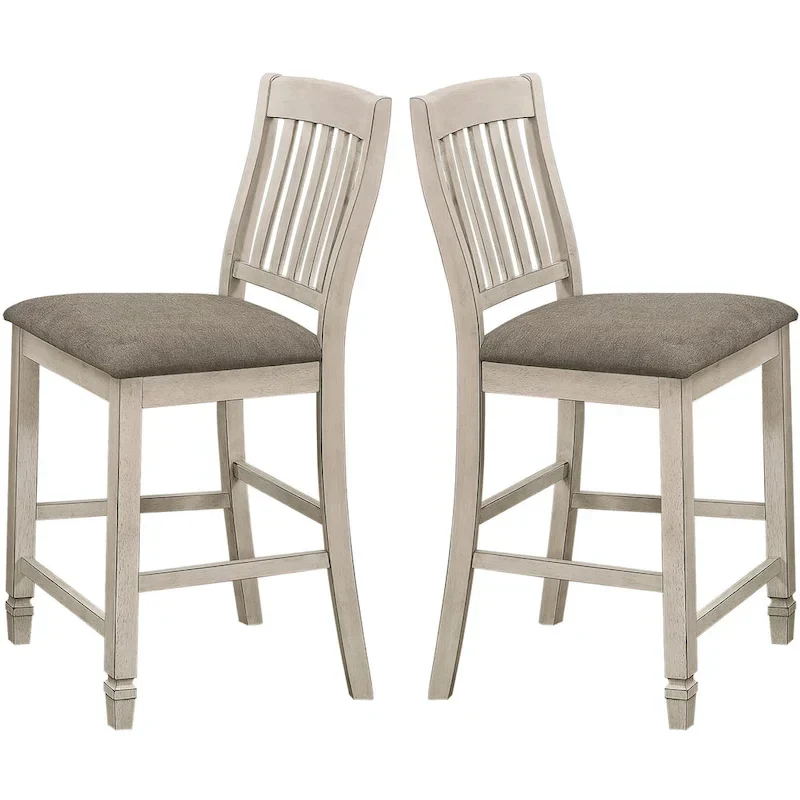Farmhouse Solid Wood Slate Back with Upholstered Seat Counter Height Dining Stools (Set of 2)