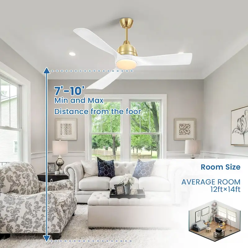 54  Smart Ceiling Fans with Lights and Remote High CFM Bedroom Quiet Fan APP Control - 54 inch
