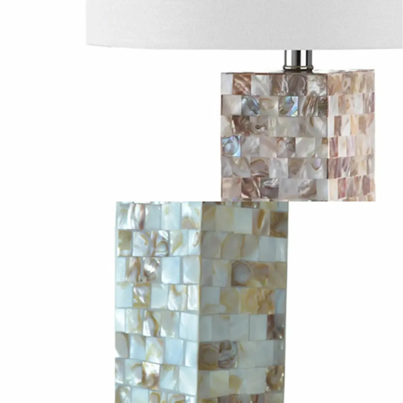 Elegant Shell Base LED Table Lamp with Linen Shade