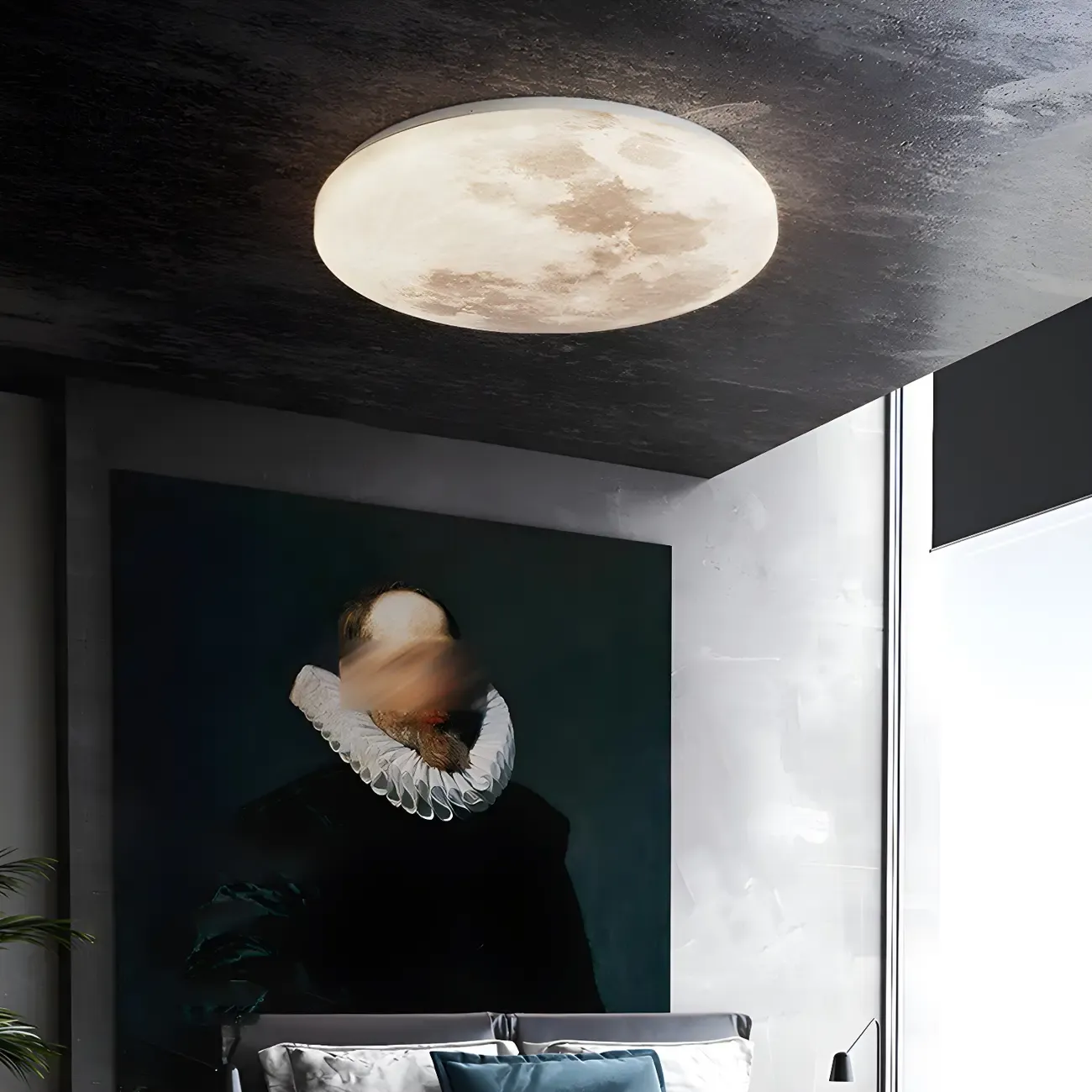 Modern Moon Design Dimmable LED Flush Mount Ceiling Light