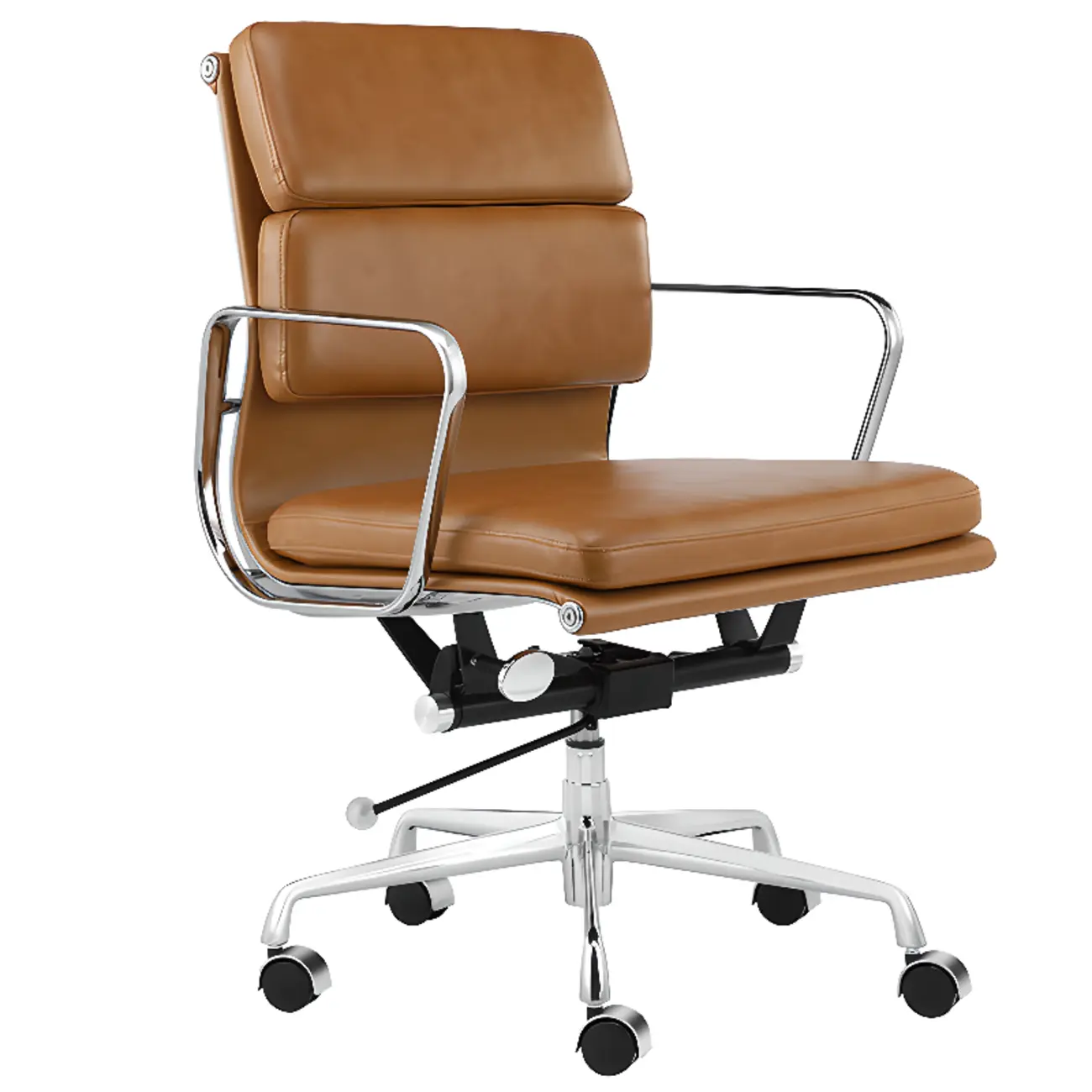 Modern Silver Metal White Leather Swivel Office Chair