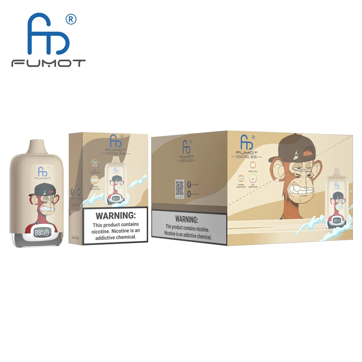 Fumot Digital Box 12000 Cherry Berry – 10er-Displaybox mit Einweg-Vape und Einzelpackung