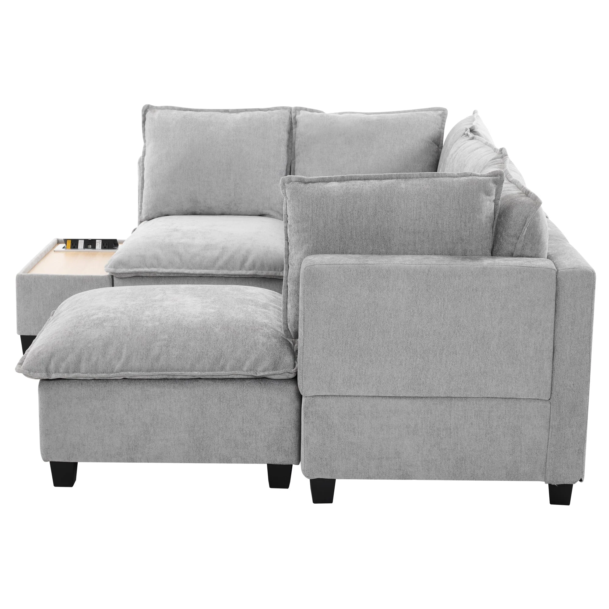 Walker Edison | Cloud Chenille Modular Sectional Sofa with Coffee Table