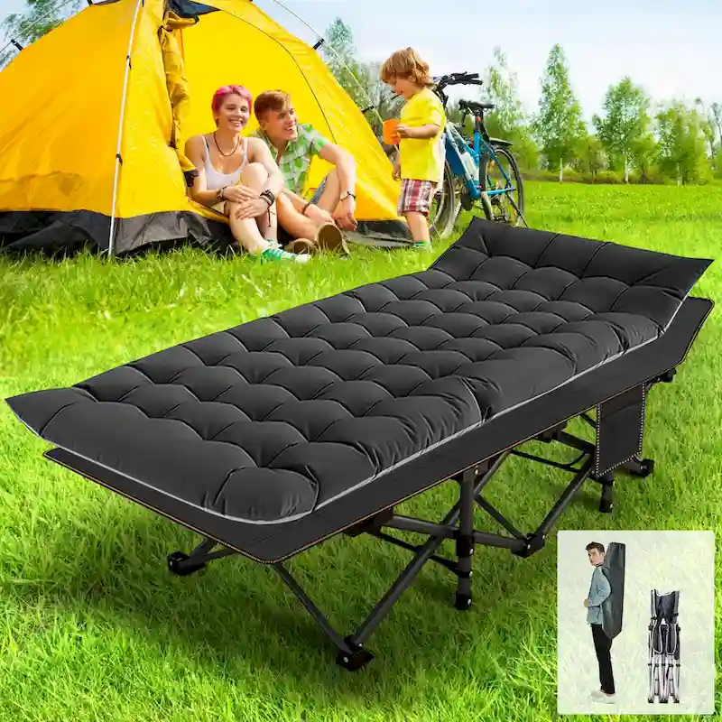 DoCred Portable Folding Camping Cot with 2 Side Mattress, 600 lbs