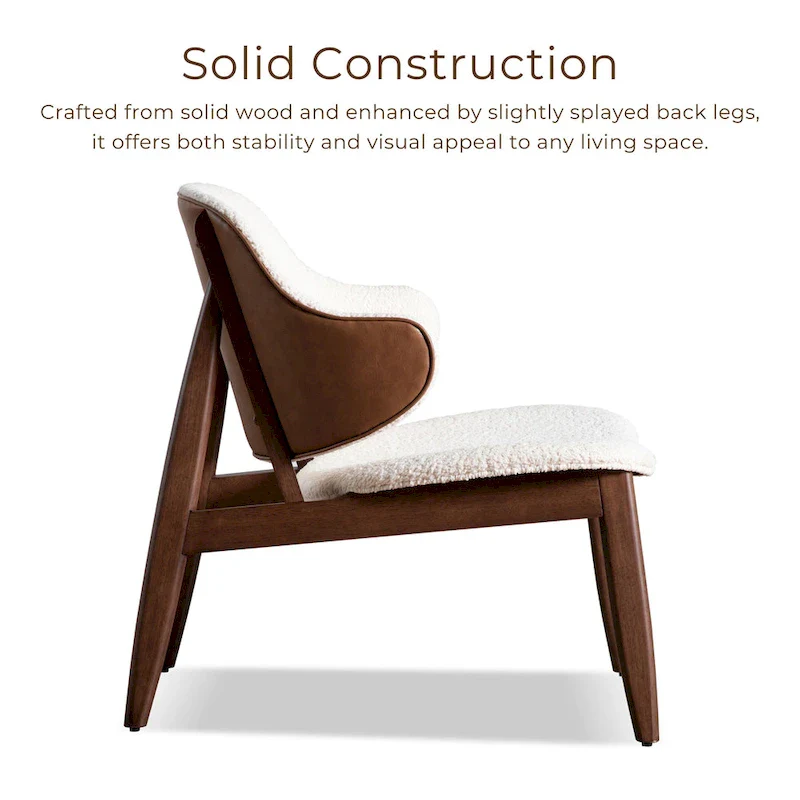 Furniture of America Beck Mid-century 2-Piece Walnut Boucle Wingback Accent Chair and Table Set