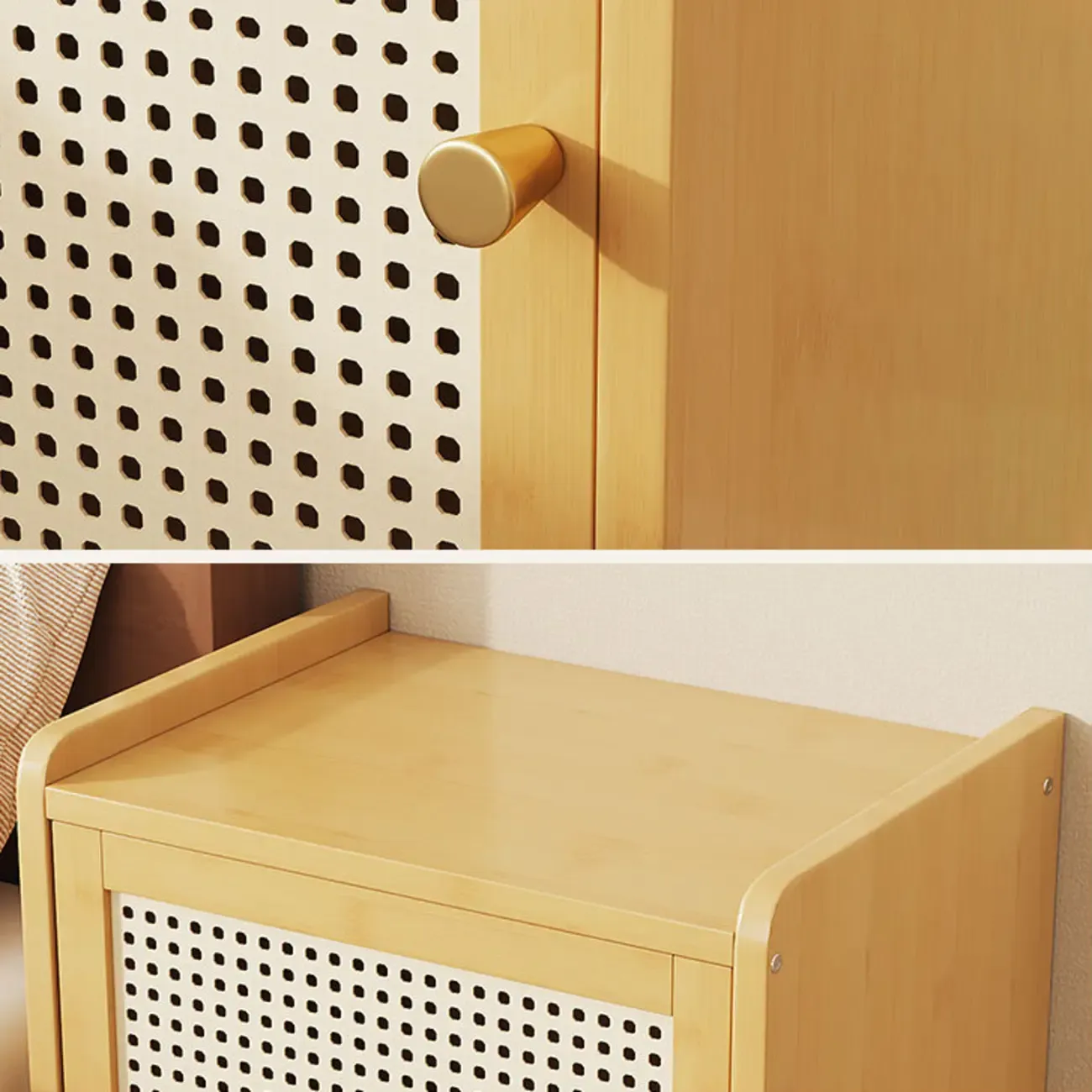 Scandinavian Bedside Table Natural Solid Wood Nightstand