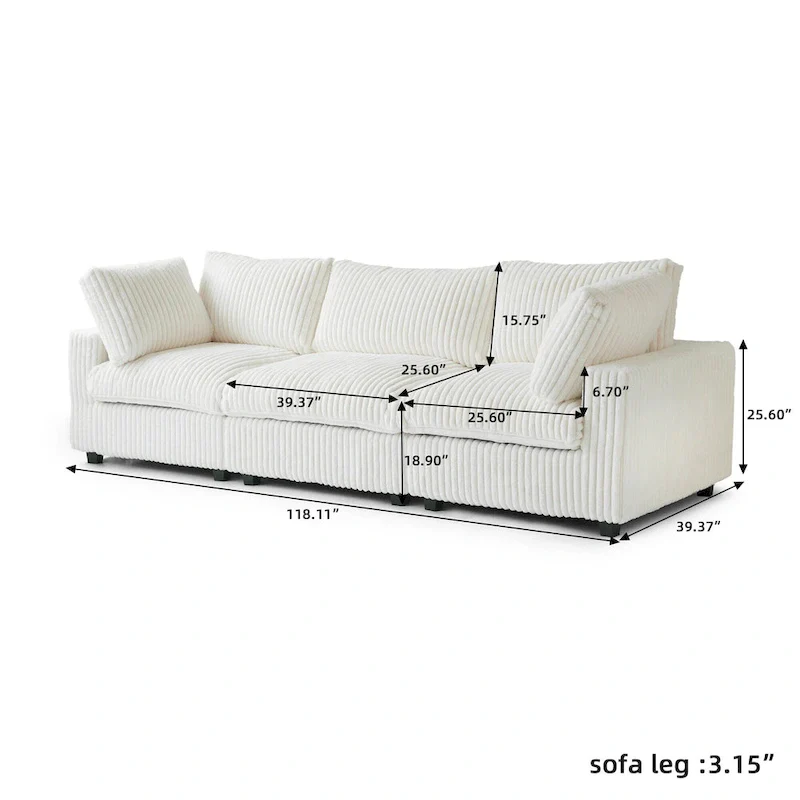 Soft Plush Modular Sectional Sofa Modern Upholstered Living Room Couch