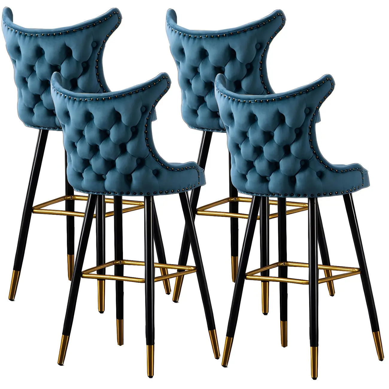 Velvet Upholstered Wingback Counter Height Bar Stools
