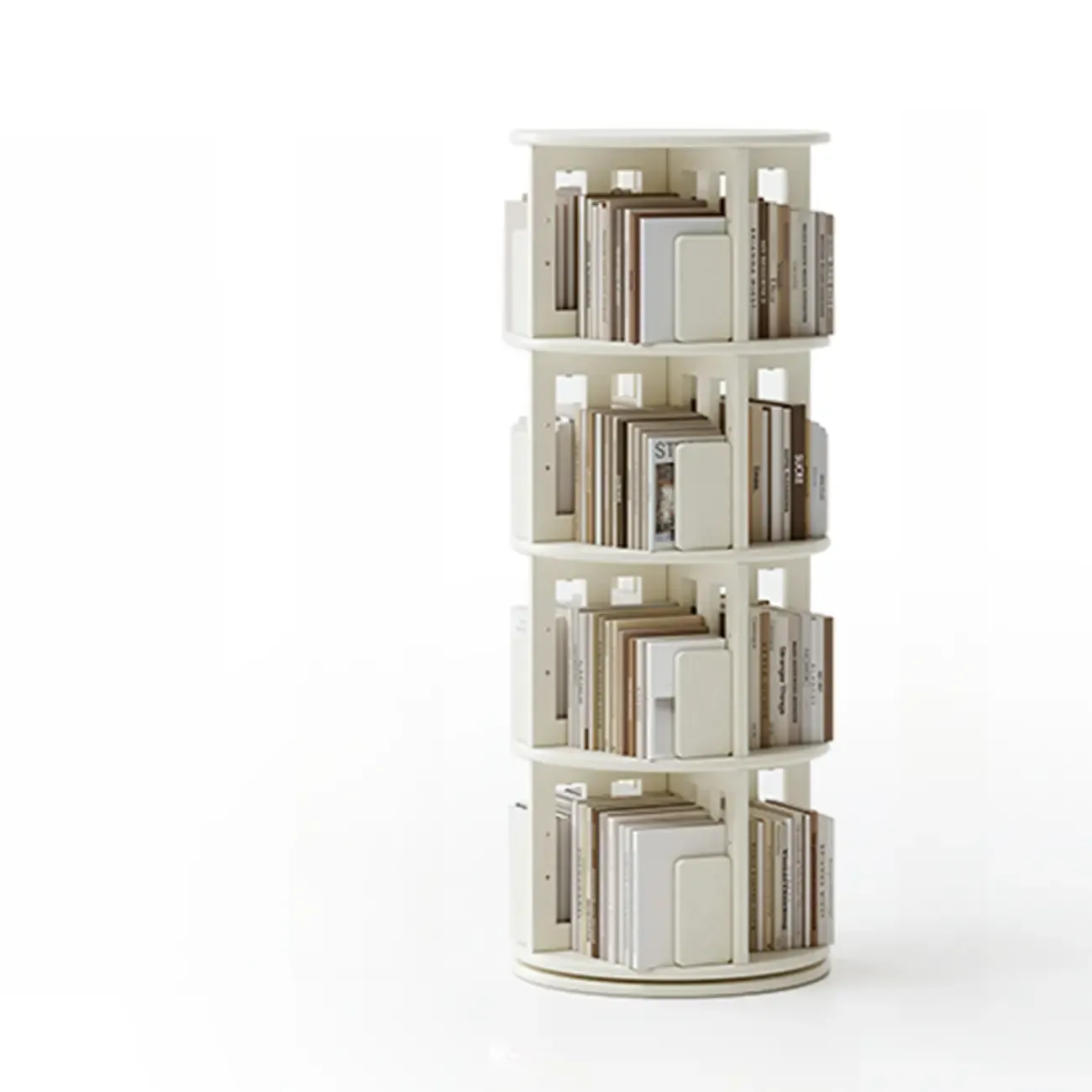 Swivel Rubberwood Vertical Open Back Bookcase with Drawer