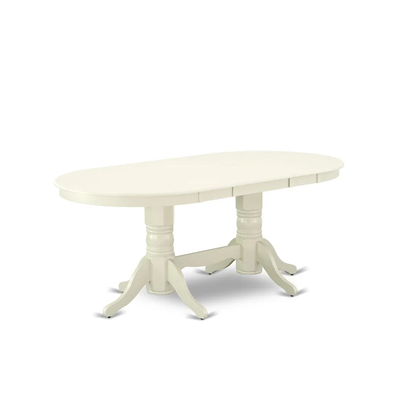 East West Furniture Dining Set- an Oval Dining Table and Wood Seat Chairs, Linen White(Pieces Options)