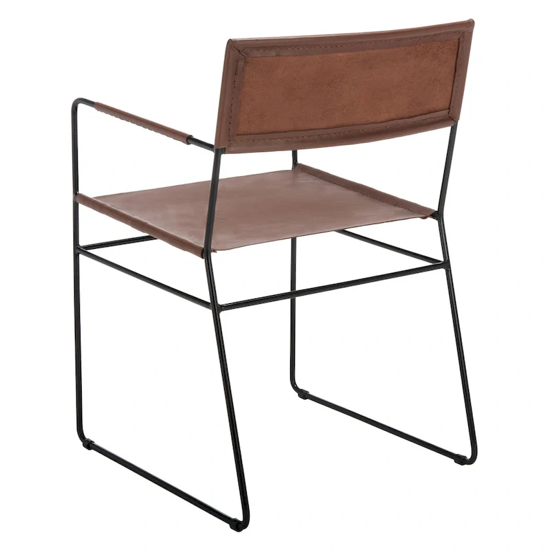 SAFAVIEH Bernardine Leather Dining Chair (Set of 2) - 21.7 W x 19.7 L x 31.9 H - 22Wx20Dx32H