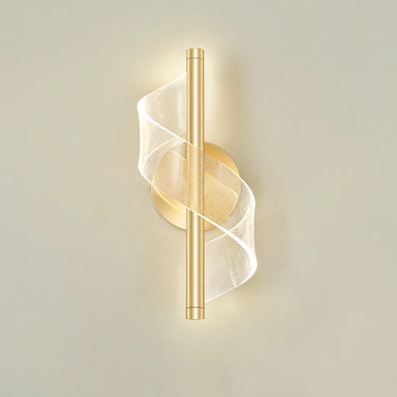 Art Deco Gold Metal and Acrylic LED Wall Sconce