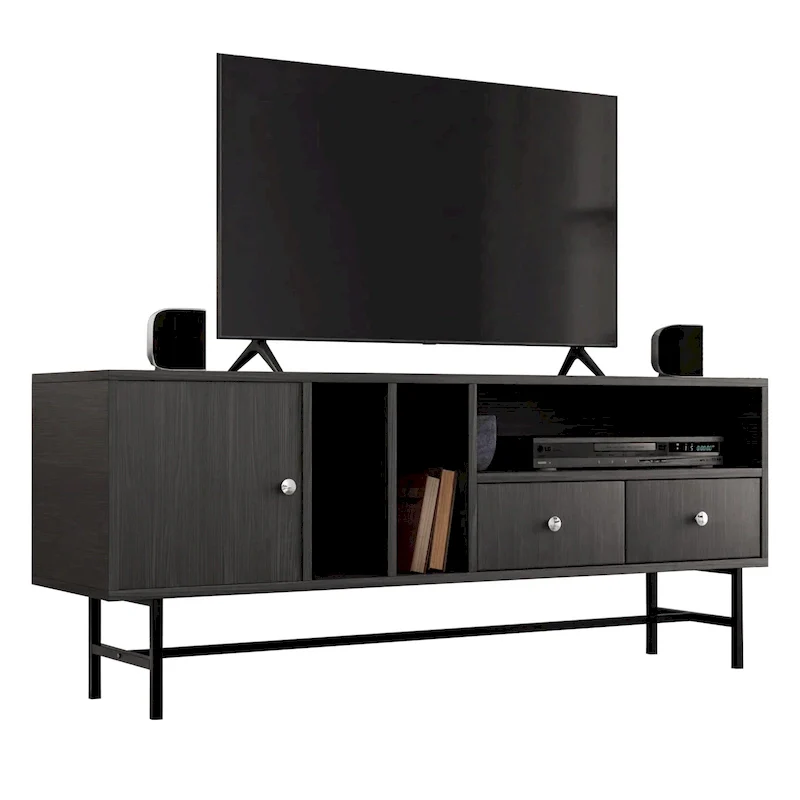 Rochester 2-Drawer 4-Shelf TV Stand Credenza with Iron Legs
