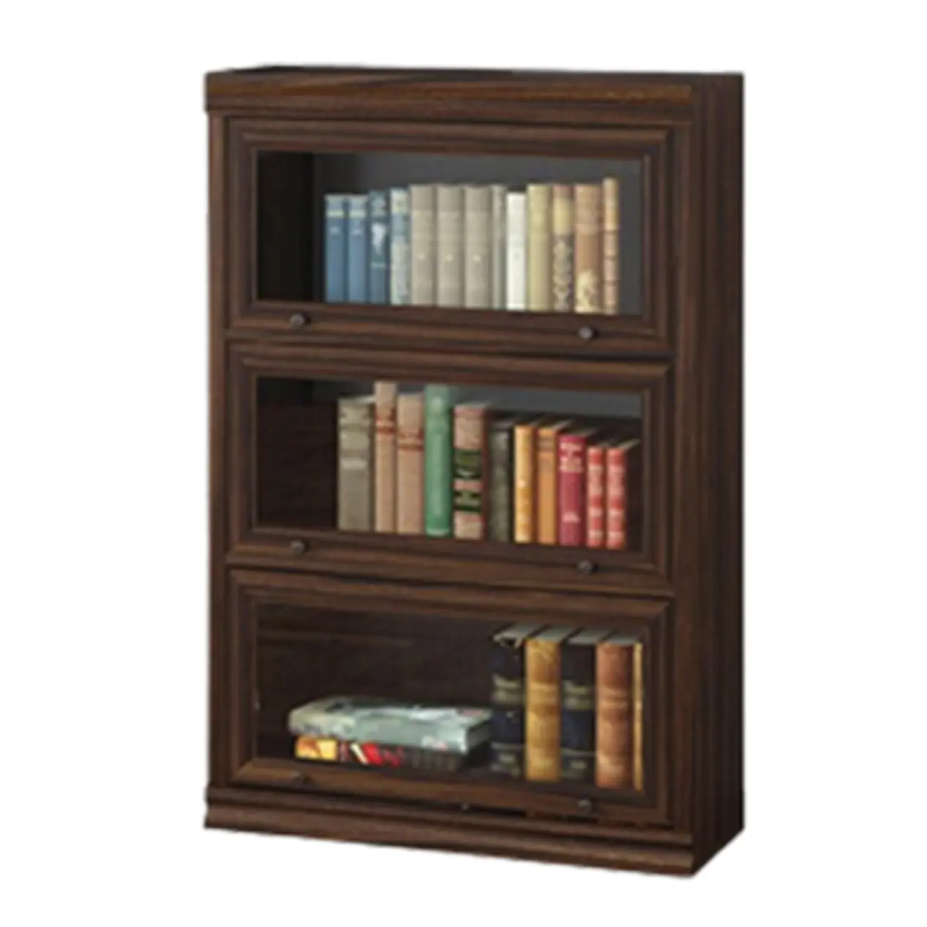 Mid-Century Modern Brown Wooden Glass Paned Storage Chest