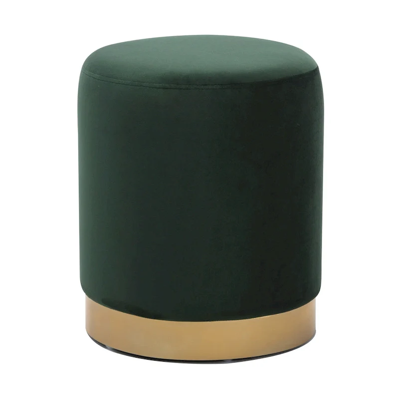 Small Round Velvet Ottoman Upholstered Foot Stool