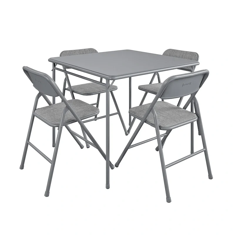 COSCO 5-Piece Folding Vinyl Table and Fabric Chair Set - 5 piece