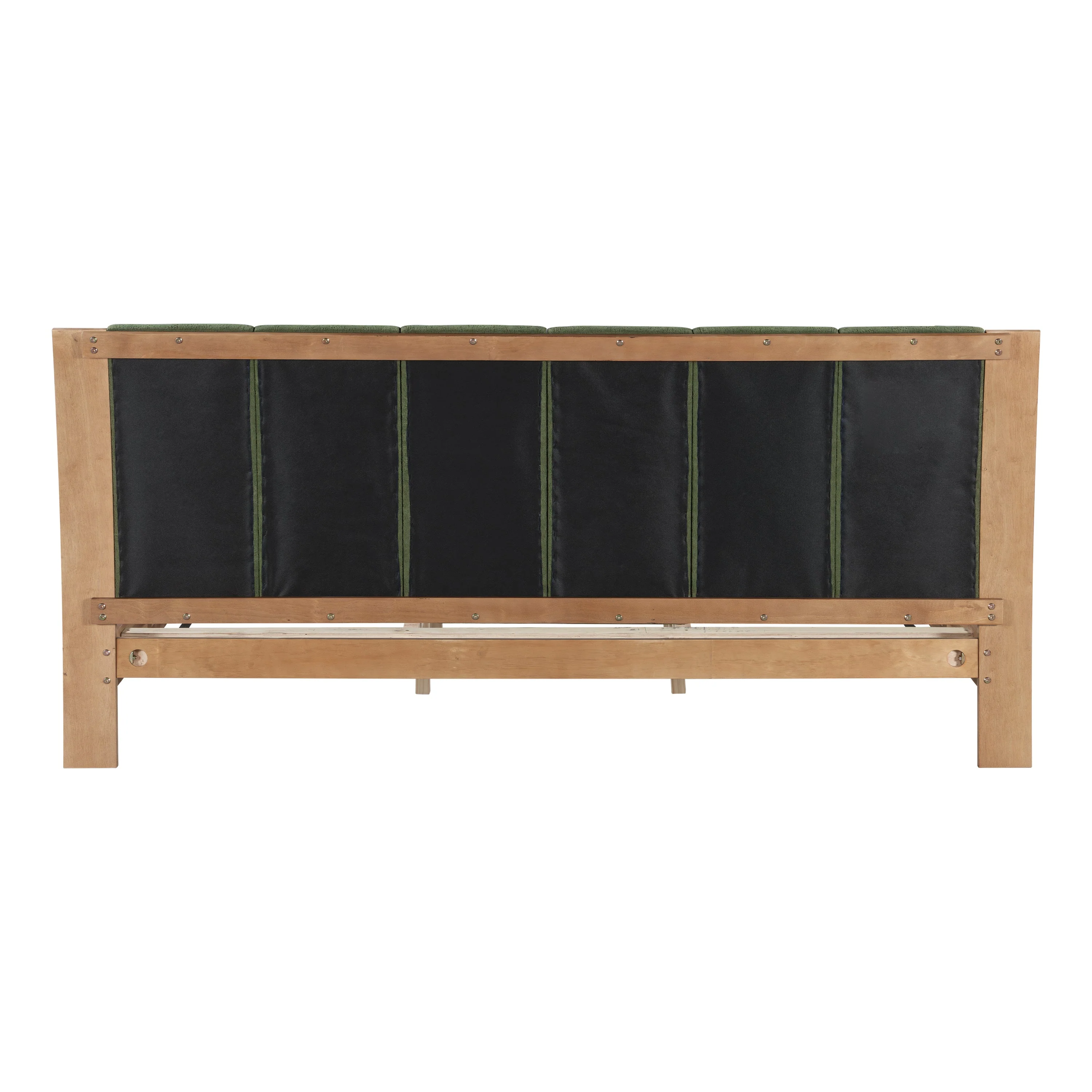 Mid Century Modern Wood and Upholstered Bedframe