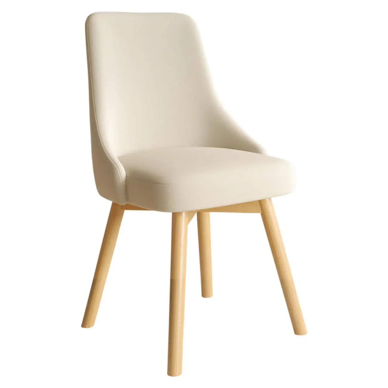White Fabric Upholstered Solid Back Dining Chair