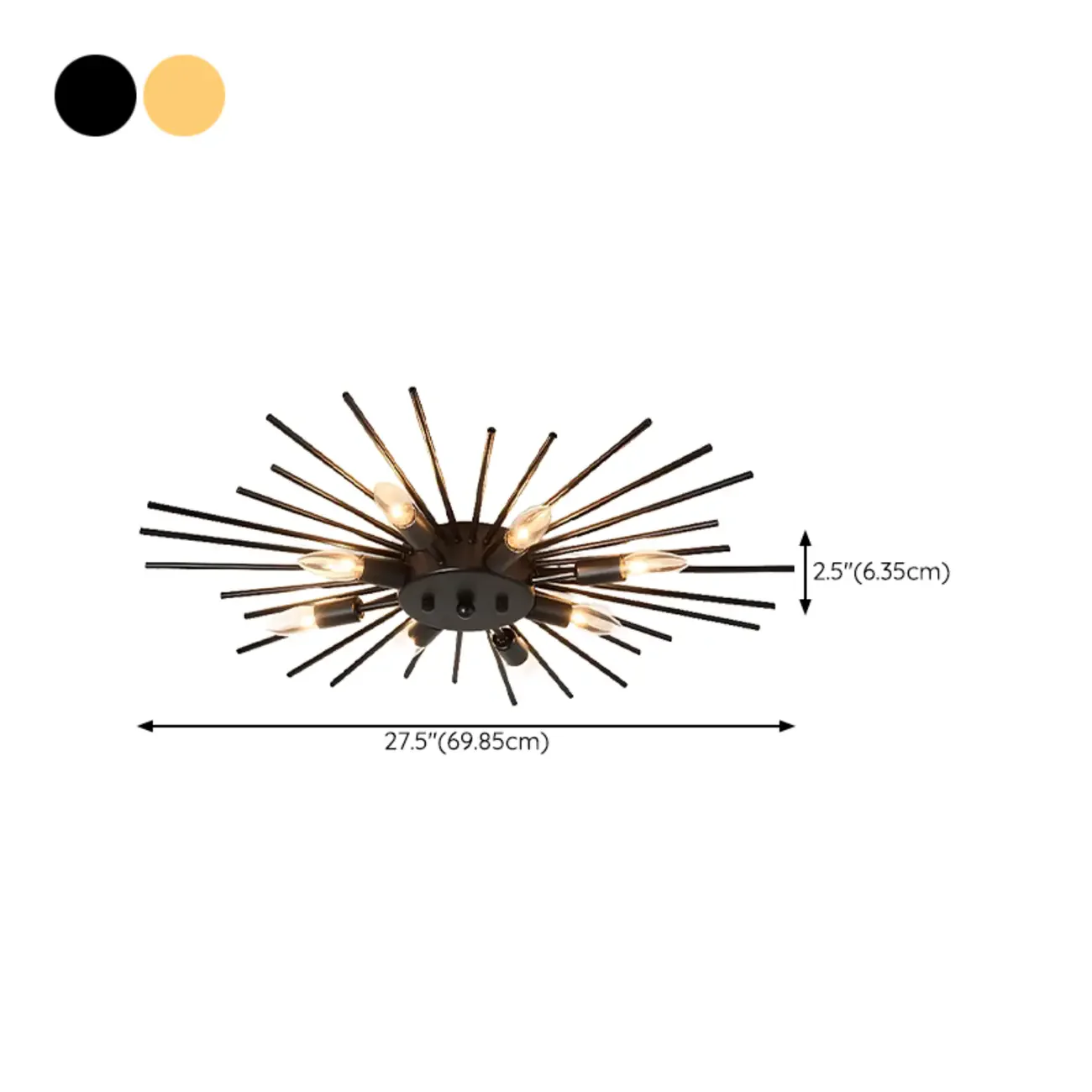 Gold Starburst Sputnik Flush Mount Ceiling Light