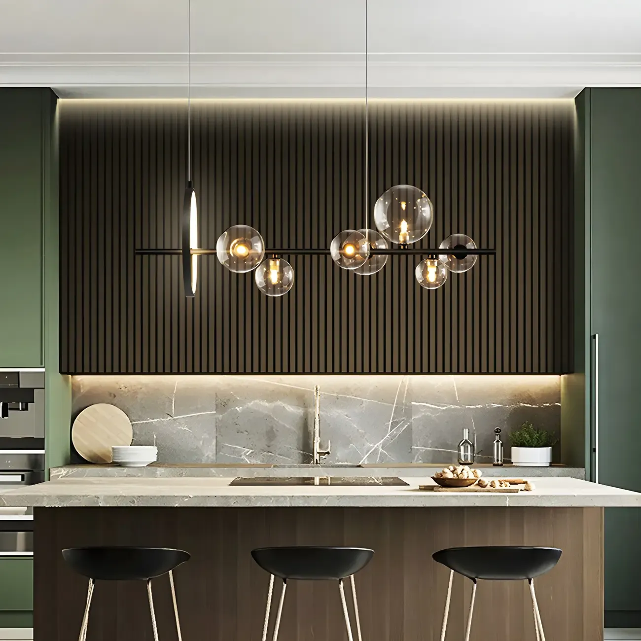 Artistic Black Glass Globe Island Hanging Light