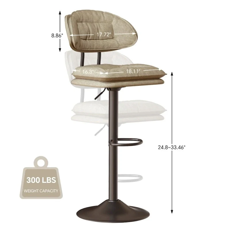 Set of 2 Swivel Bar Stools Adjustable Counter Height