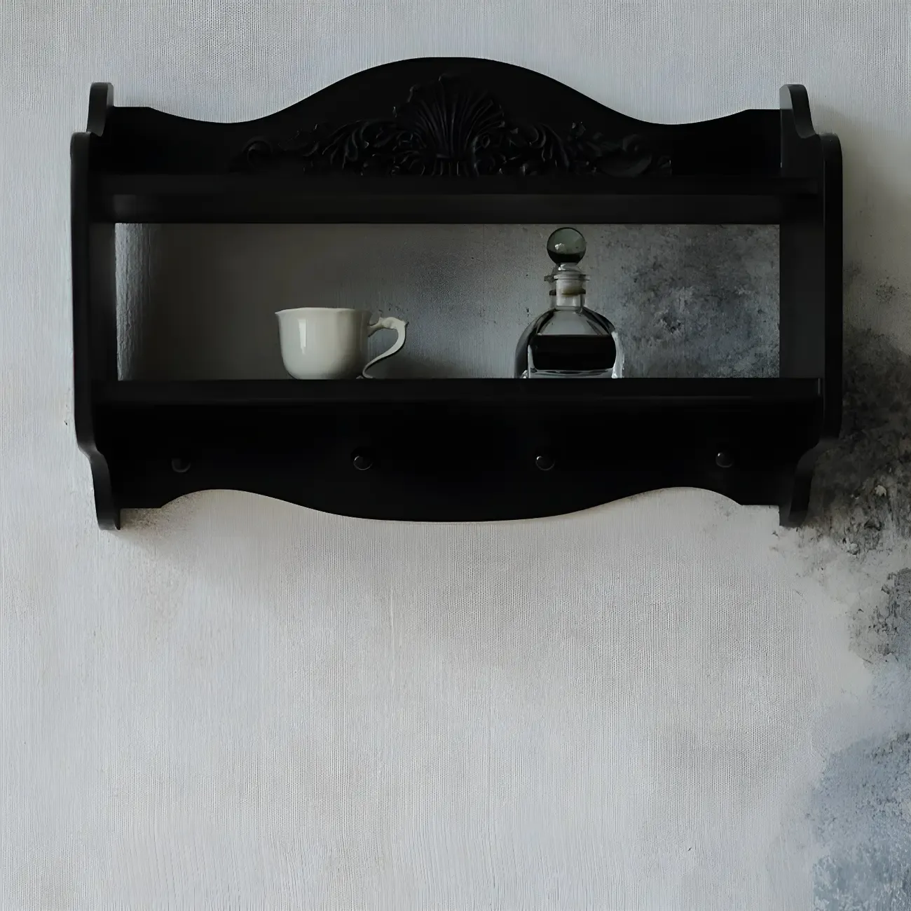 Small Black Wooden Wall-Mounted Display Cabinet