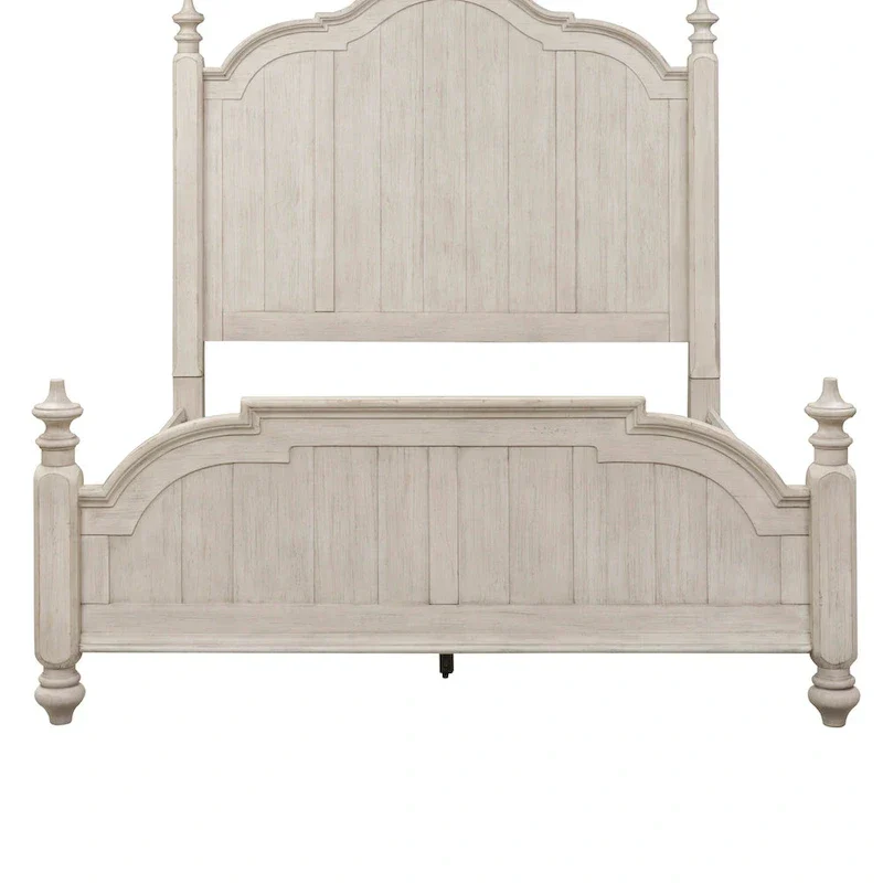Farmhouse Reimagined Antique White with Chestnut King Poster Bed
