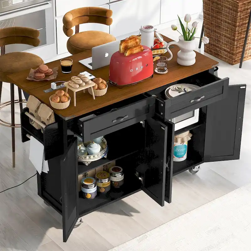 53.5Farmhouse Kitchen Island with Power Outlet