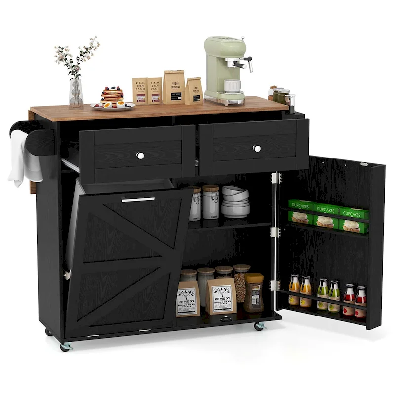 Costway Rolling Kitchen Island Kitchen Island Cart with Drop Leaf - See Details