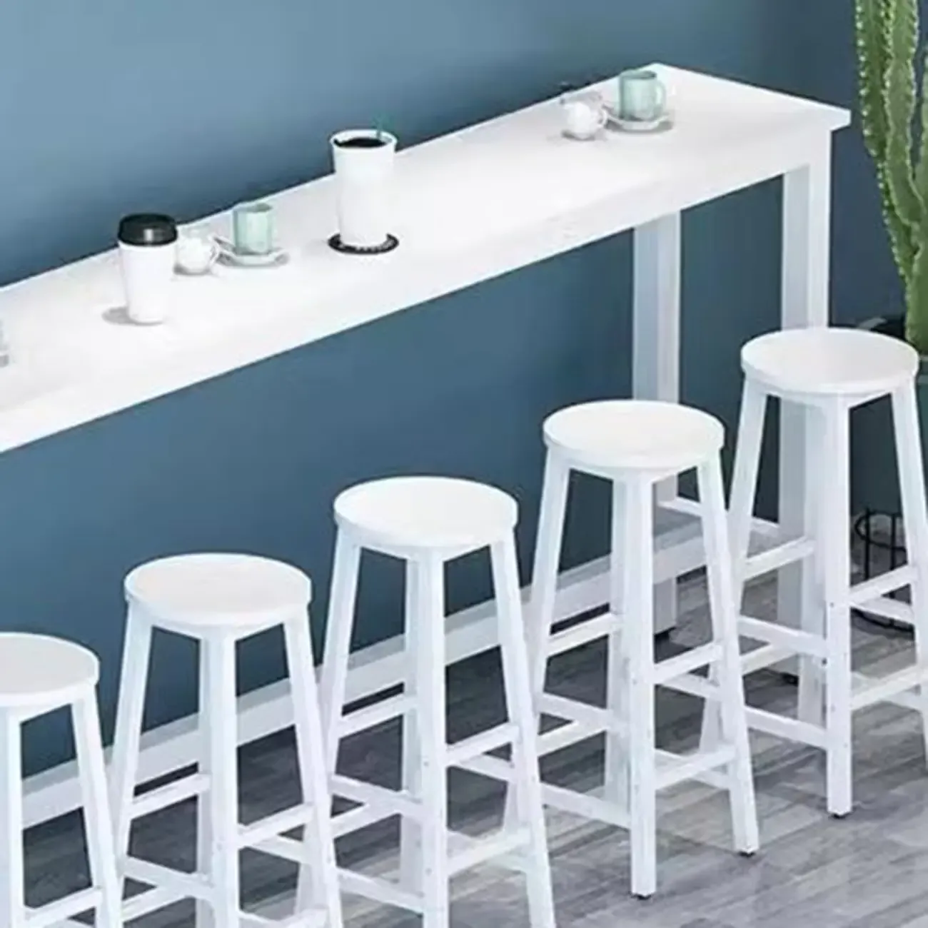 Modern White Wood Iron Rectangular Bar Tables