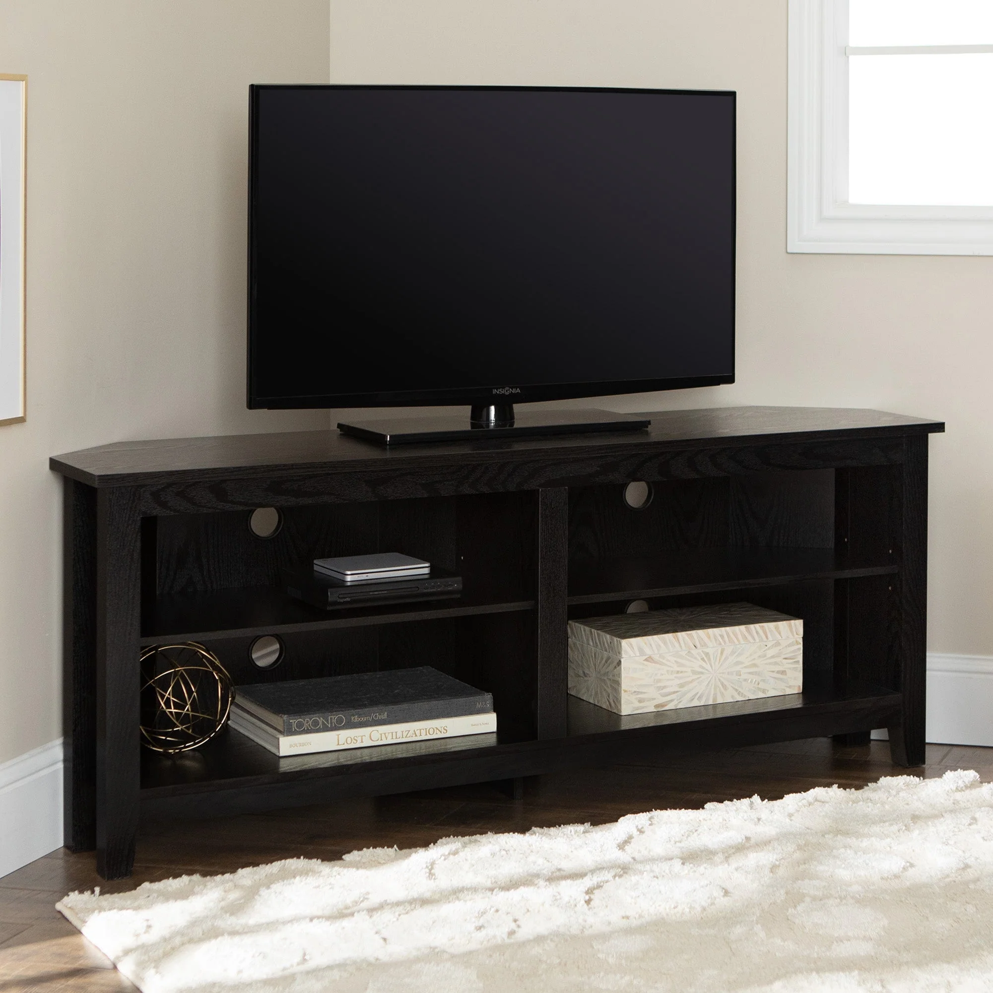 58 Transitional Wood Corner TV Stand