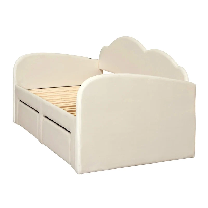 Twin Cloud Velvet Daybed with Trundle, Drawers, and USB