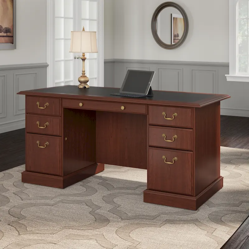 Bush Furniture Saratoga Executive Desk with Drawers and Storage