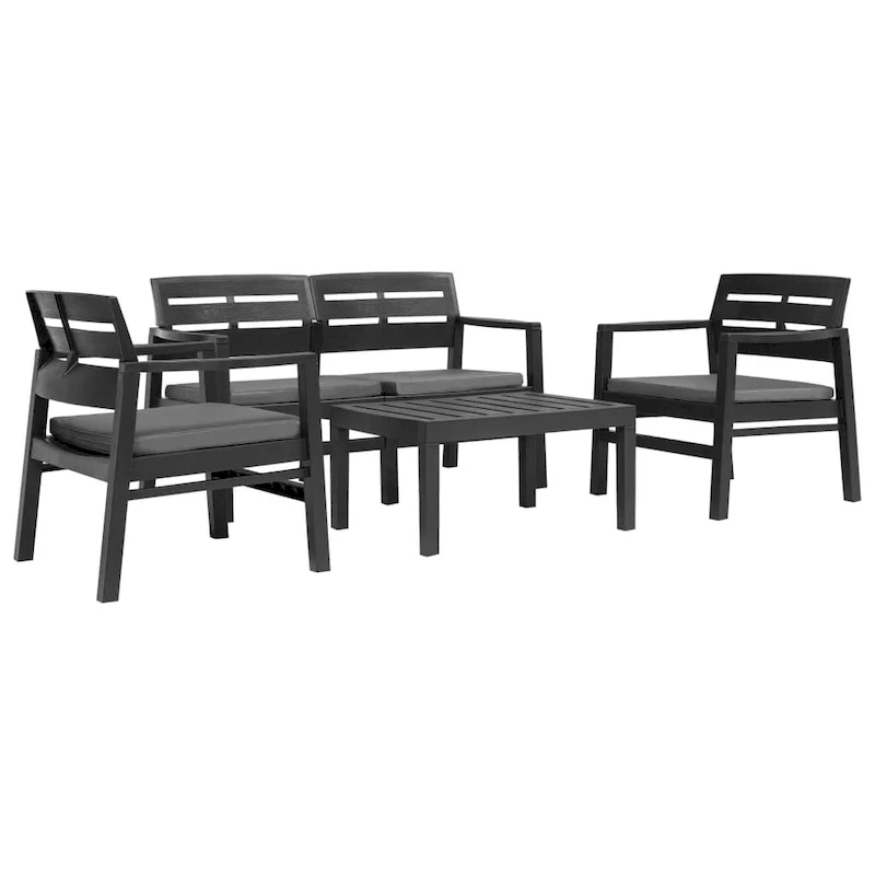 vidaXL Patio Furniture Set 4 Piece Conversation Set Table and Chairs Plastic - 30.7 x 21.7 x 15