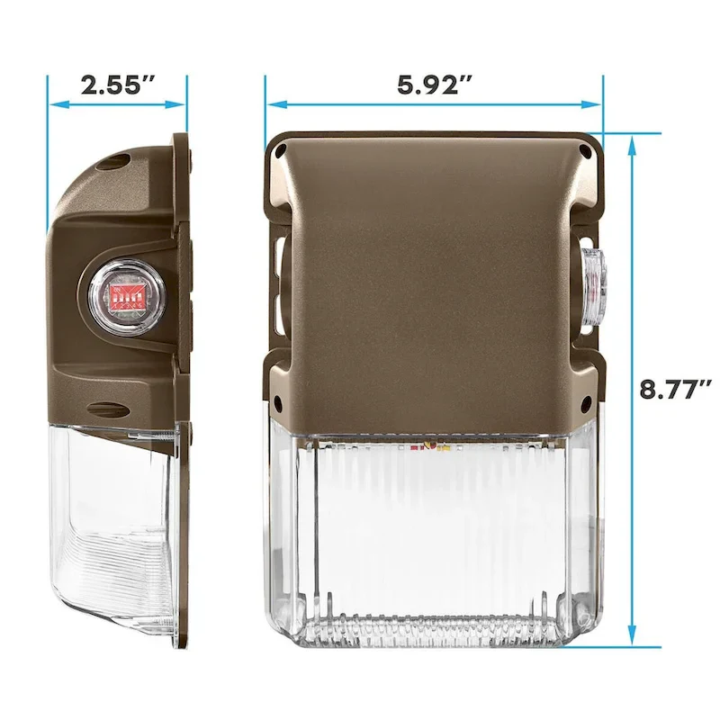 Luxrite 15/20/25W LED Wall Pack Light with Photocell, 3CCT, 1950/2600/3250LM, Dusk to Dawn, IP65, Dimmable - 3000k/4000k/5000k